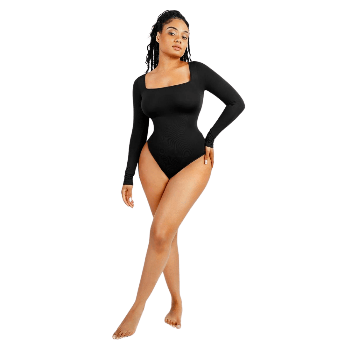 square neck shapewear bodysuit long sleeve 1